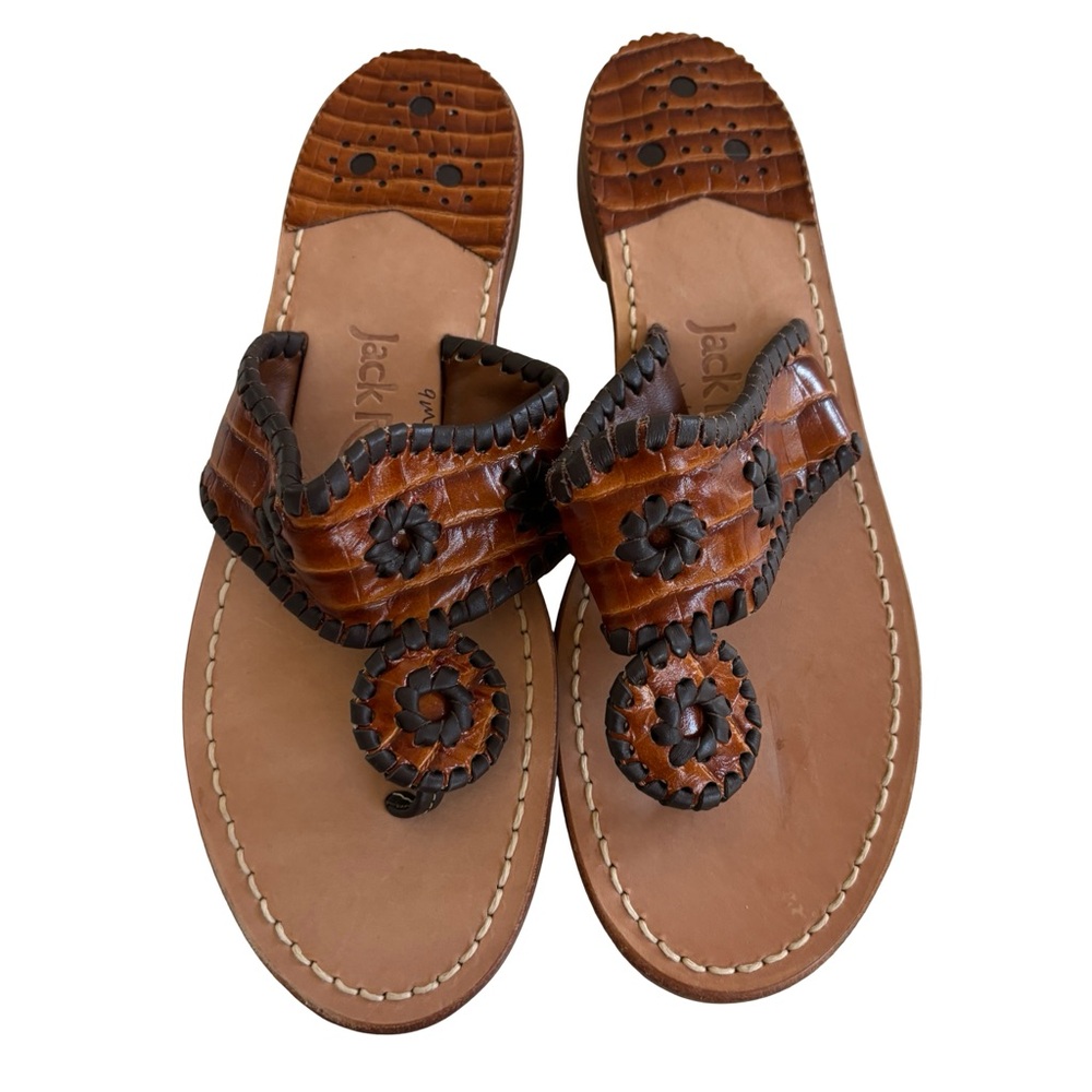 Jack Rogers Brown Leather Woven Sandals Sz 9